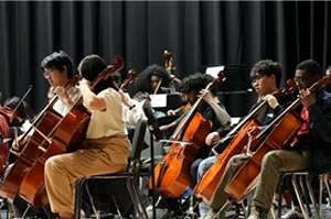 Students playing instruments